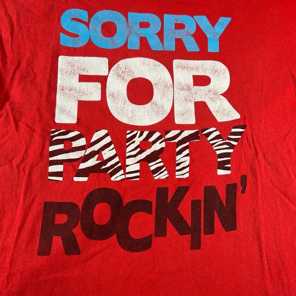 Vintage‎ LMFAO Shirt Mens Large Red Sorry For Party Rockin Dance Electronic Y2K - Picture 2 of 7